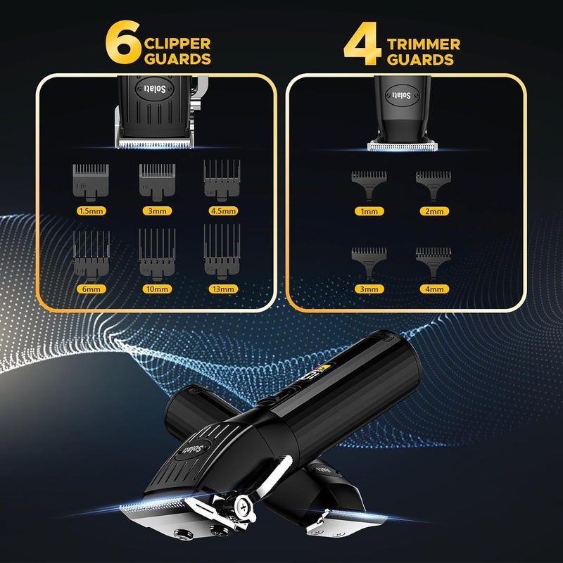 Solati Professional Hair Clippers for Men Cordless Trimmers Kit with LED Display Electric Beard Trimmer for Kid Cordless Beards Trimmer Haircut Grooming Kit Gift for Men Women Barber Kids (Black) - Image 3
